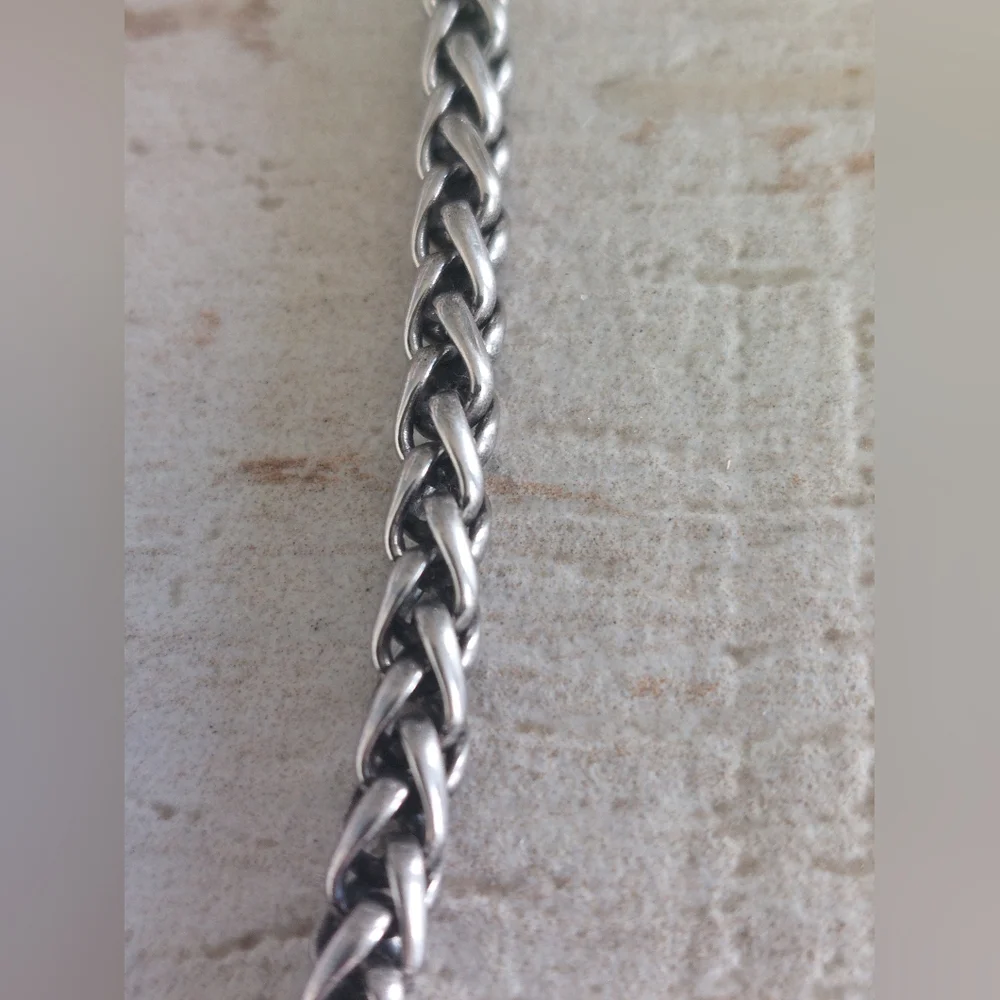 Stainless Steel Spiga Wheat Chain Necklace, 24